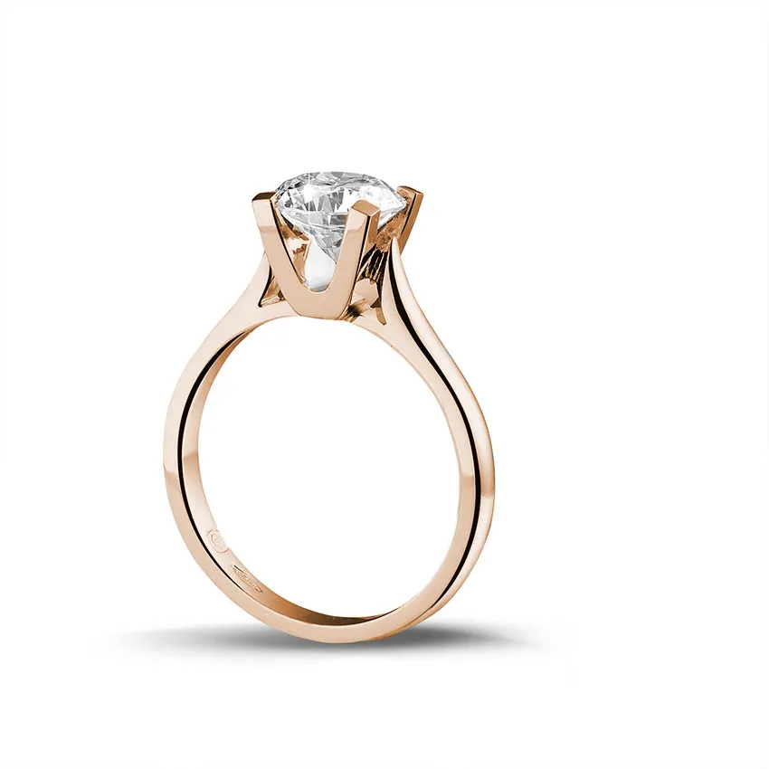 1.50 quilates anillo solitario diamante en oro rojo 