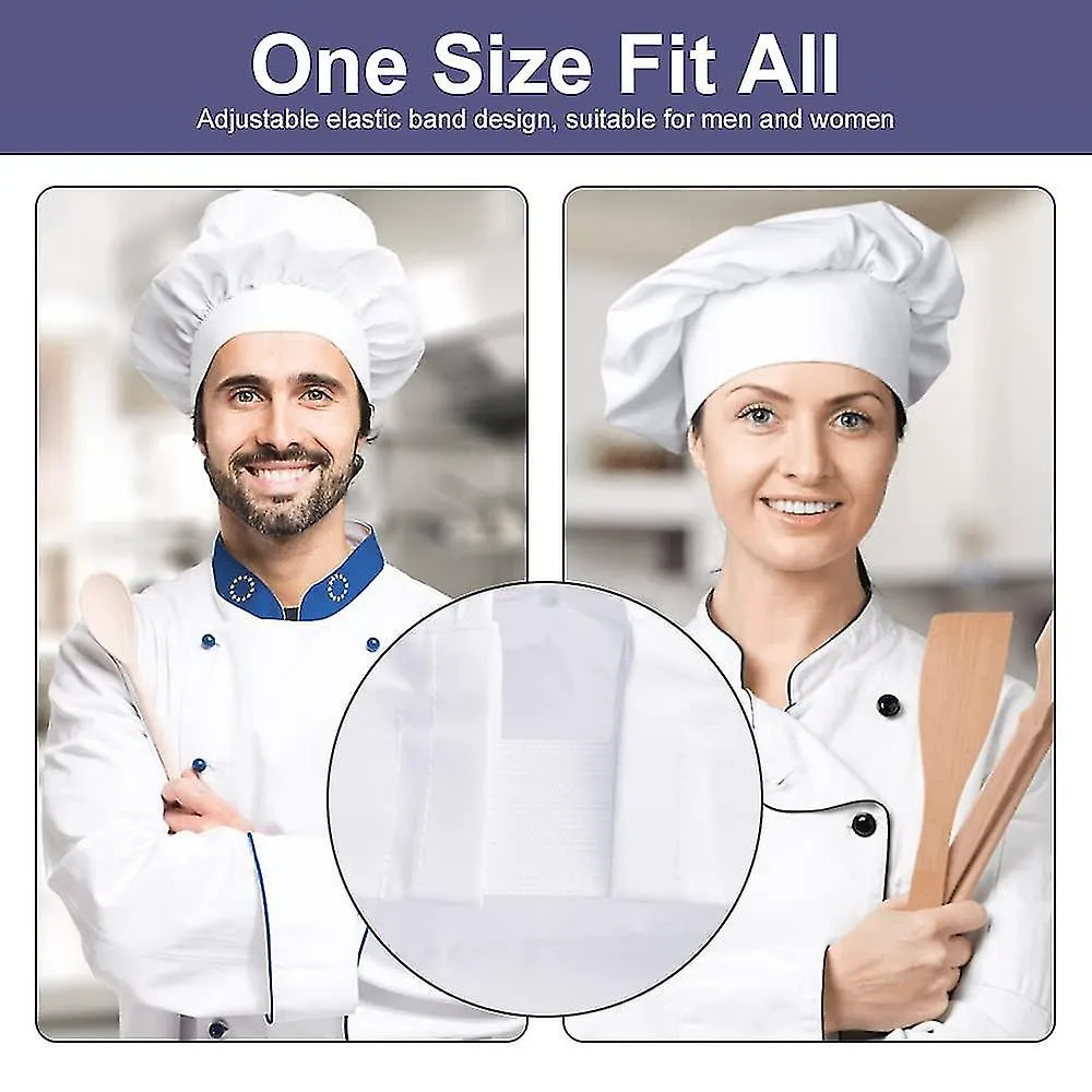 2pcs sombrero de chef blanco para adultos unisex sombrero de chef ajustable hombres mujeres hombre sombrero de chef con banda el