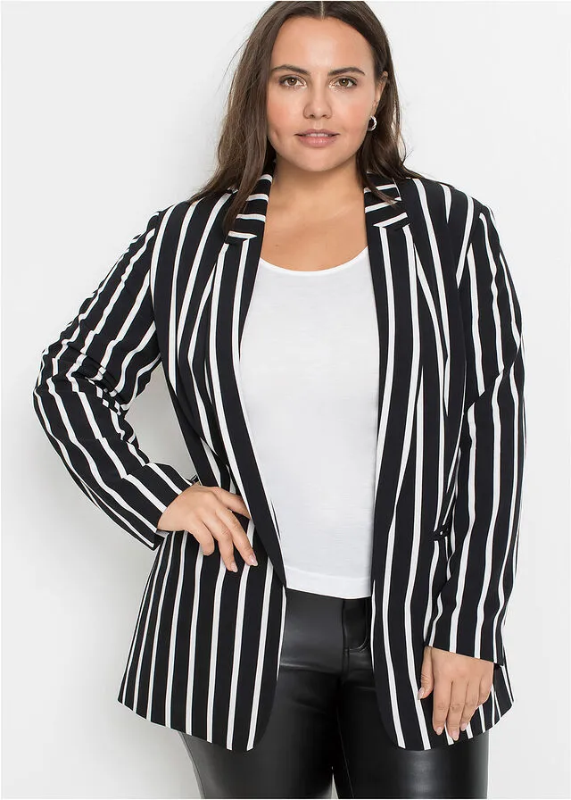 AMERICANA ESTAMPADA NEGROBLANCO LANA DE RAYAS
