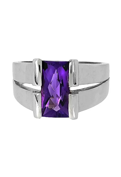 ANILLO DE ORO BLANCO 18K CON AMATISTA. 007_10181OBAM