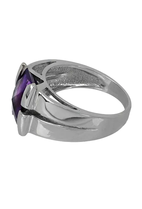 ANILLO DE ORO BLANCO 18K CON AMATISTA. 007_10181OBAM