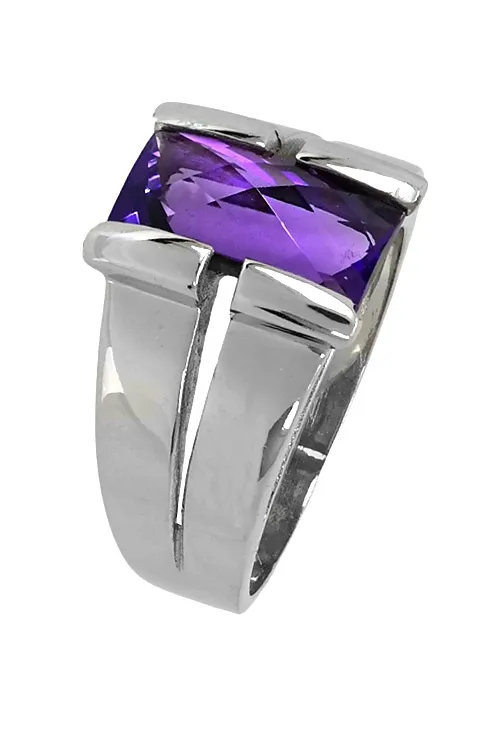 ANILLO DE ORO BLANCO 18K CON AMATISTA. 007_10181OBAM
