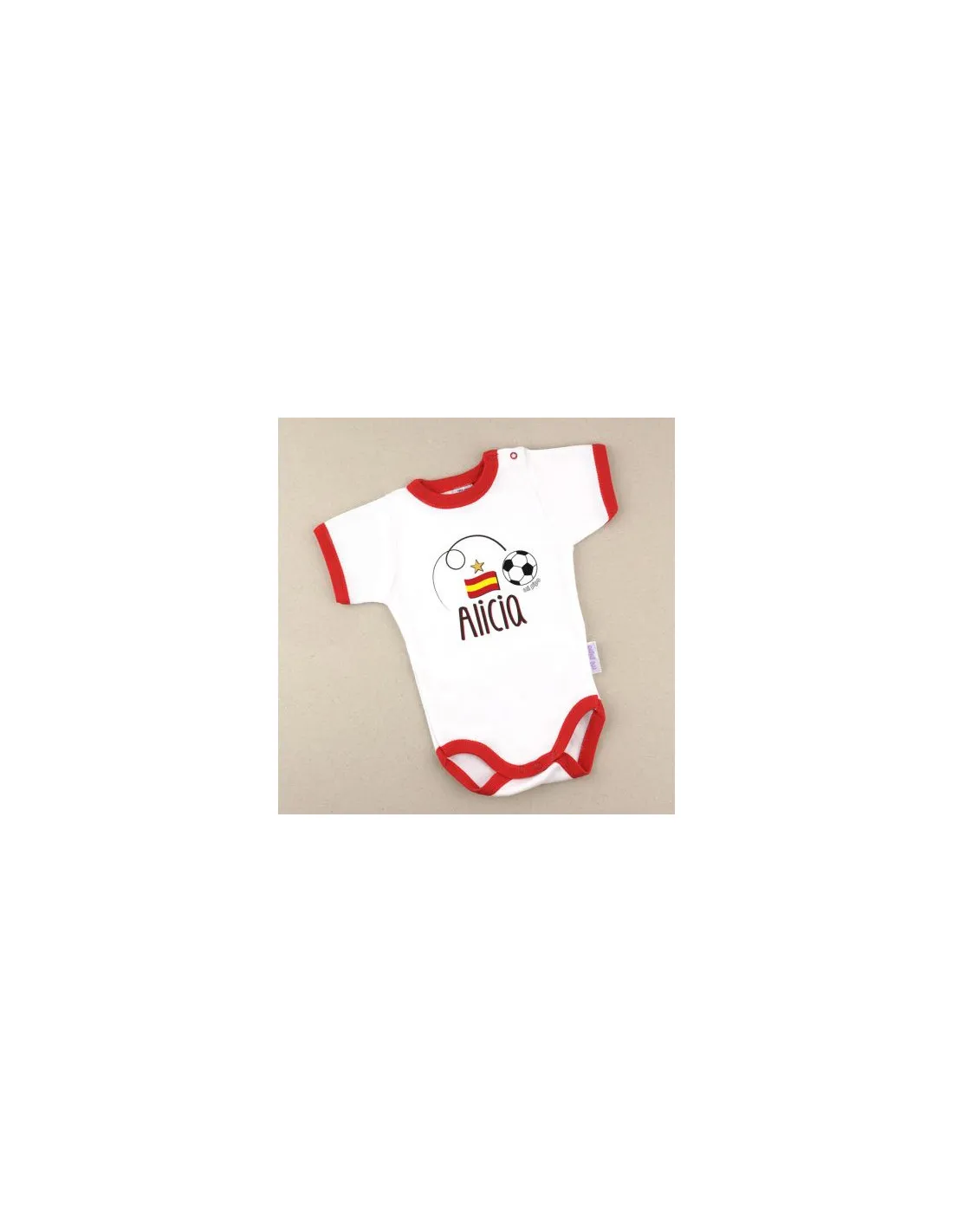 Babidu Body Ribete rojo Personalizado Nombre + Balón y Bandera Mi Pipo