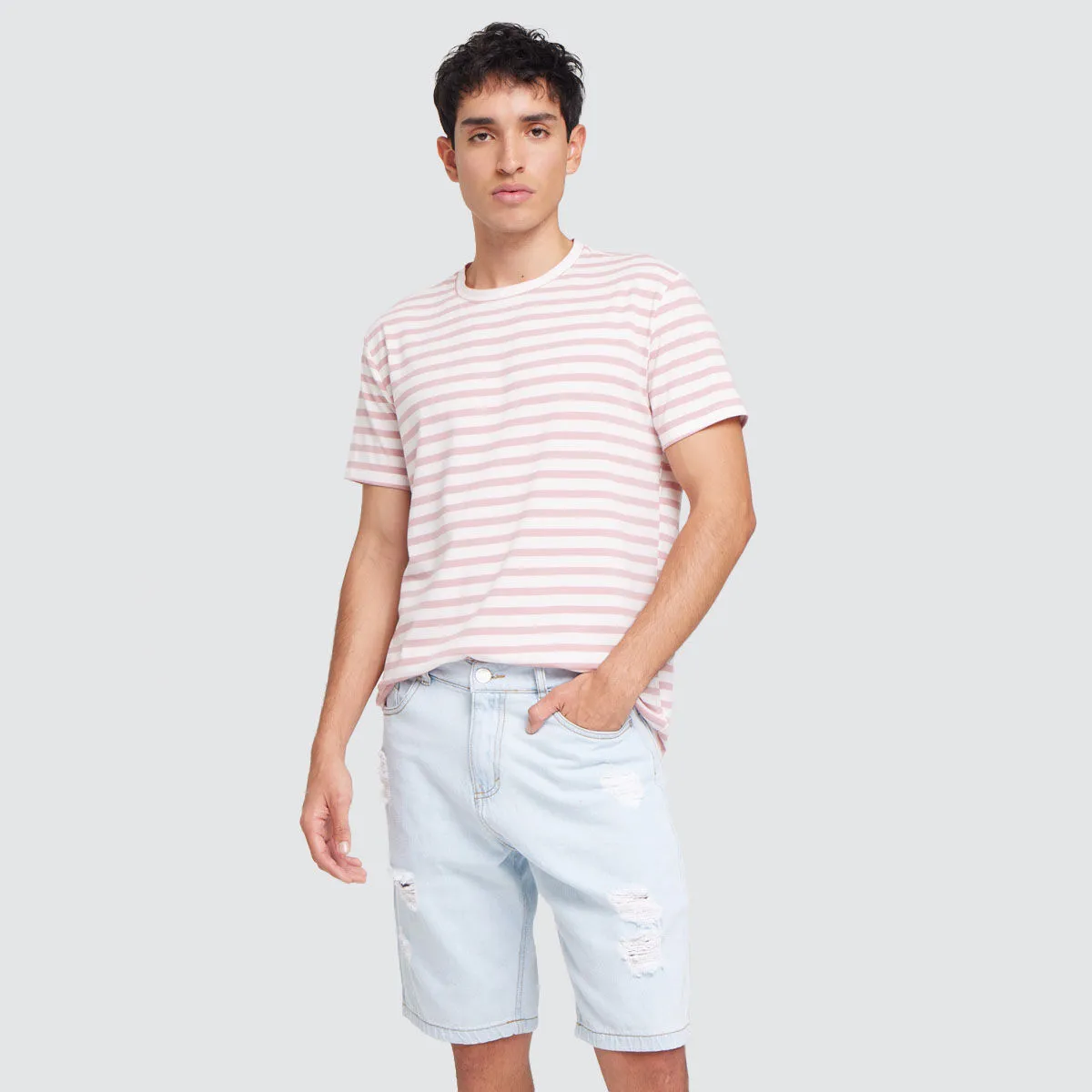 Bermuda Para Hombre En Denim Con Rotos