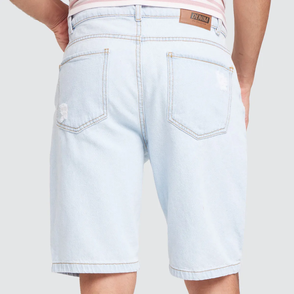 Bermuda Para Hombre En Denim Con Rotos