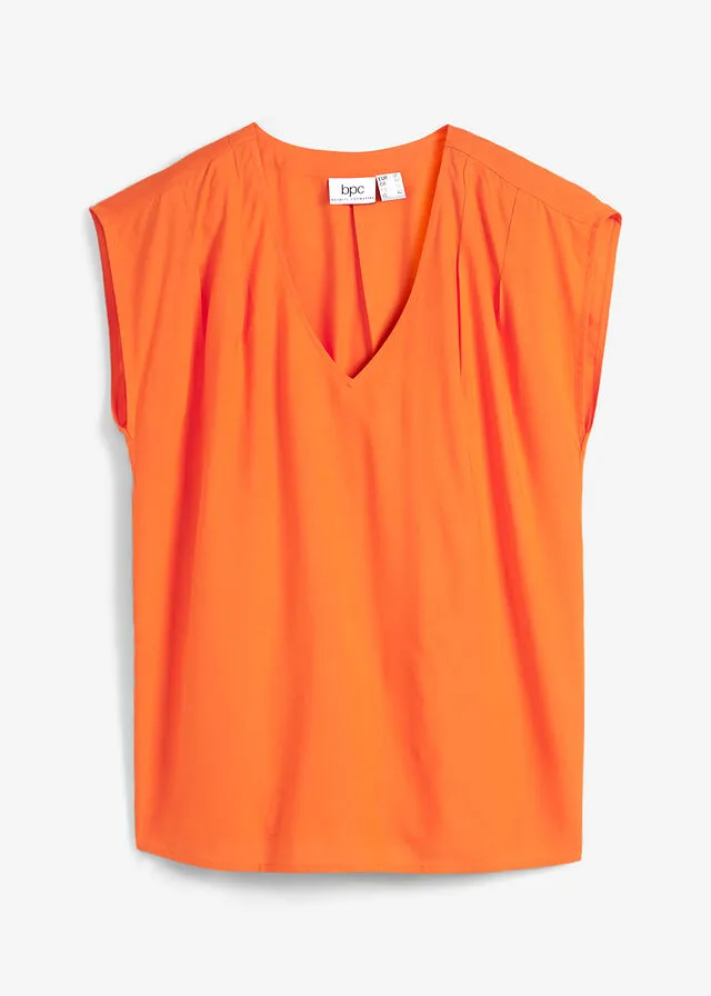 Blusa de manga corta con escote en V Naranja cálido