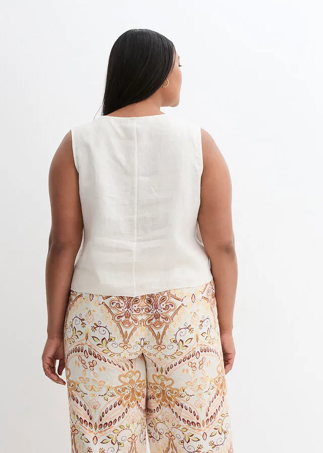 Blusa sin mangas Blanco lana