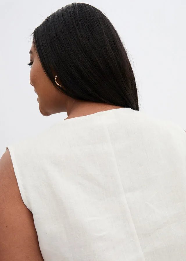 Blusa sin mangas Blanco lana