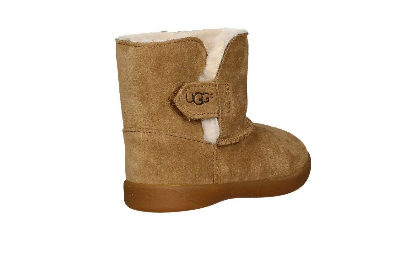 Bota Nobuck Cuero Forro Pelo Con Velcro Piso Caramelo