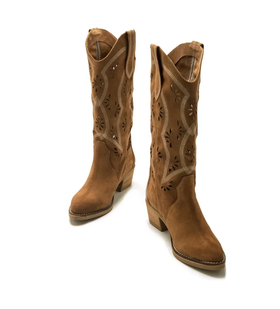 BOTAS DE PIEL TEO MARRóN ALTURA TACóN 5CM