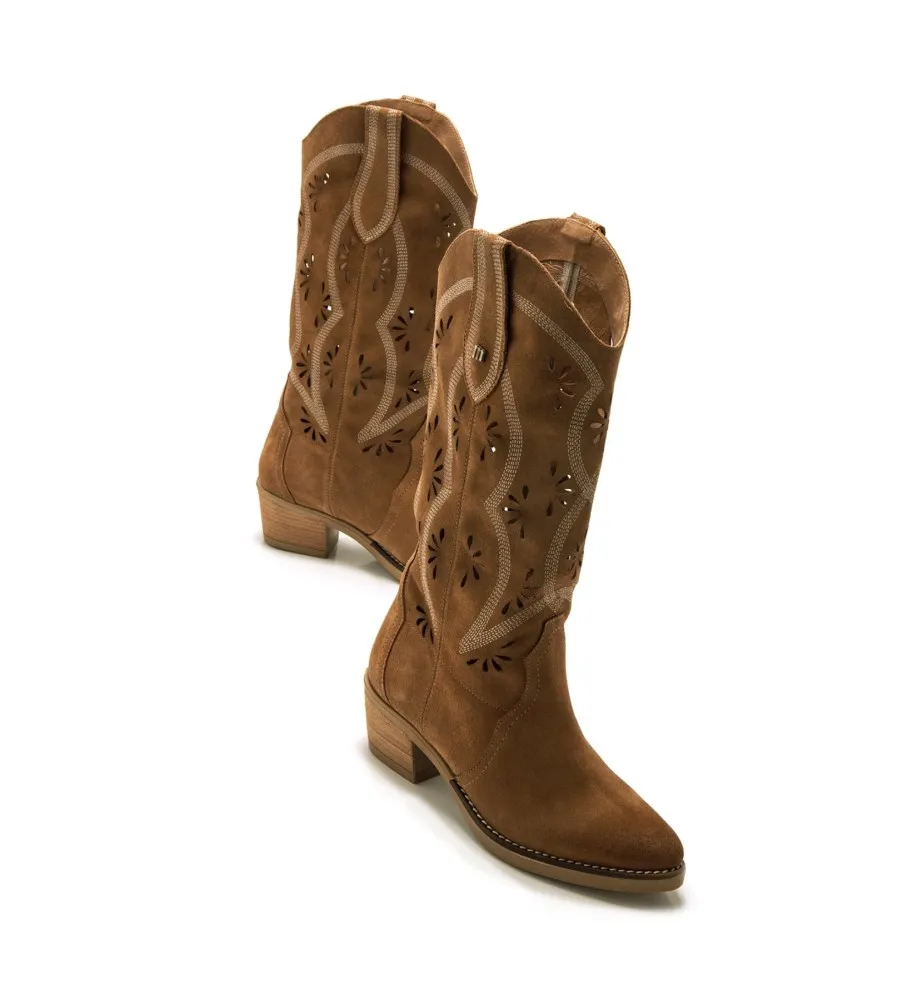 BOTAS DE PIEL TEO MARRóN ALTURA TACóN 5CM