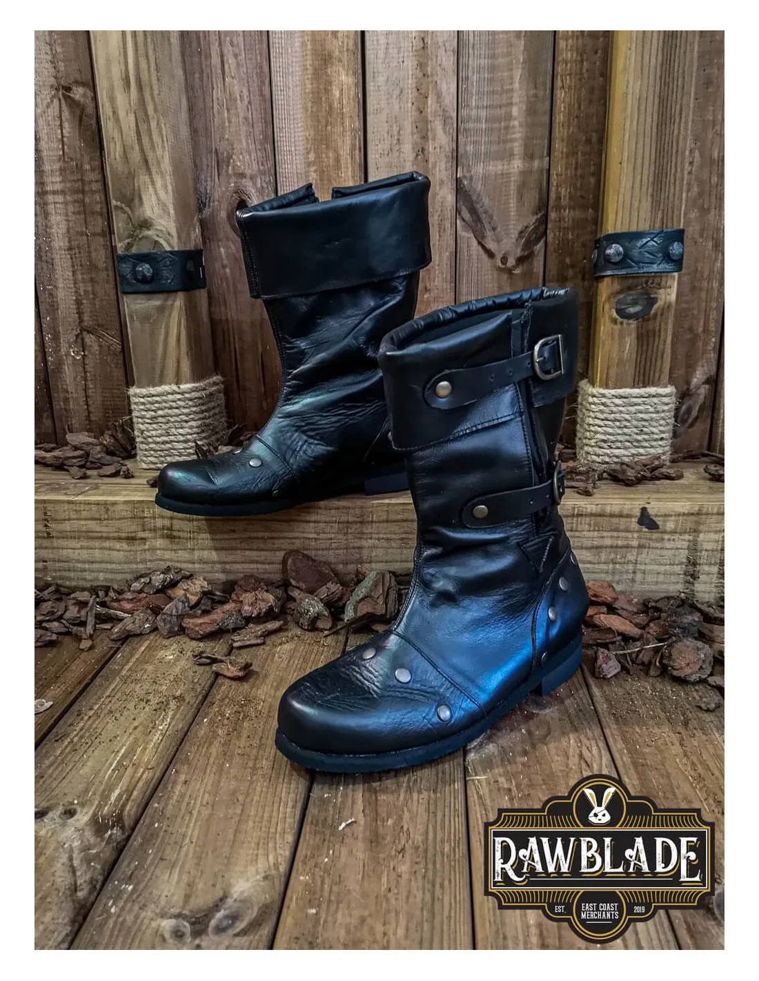 BOTAS MEDIEVALES REFORZADAS GEORGE  NEGRAS