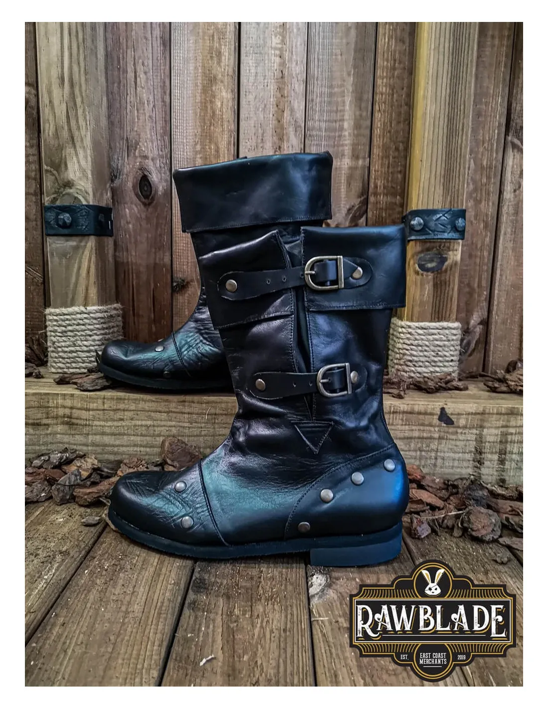 BOTAS MEDIEVALES REFORZADAS GEORGE  NEGRAS