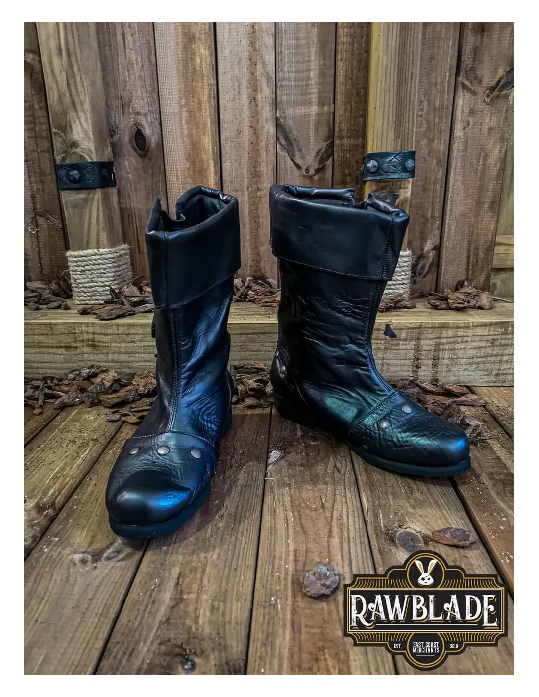BOTAS MEDIEVALES REFORZADAS GEORGE  NEGRAS