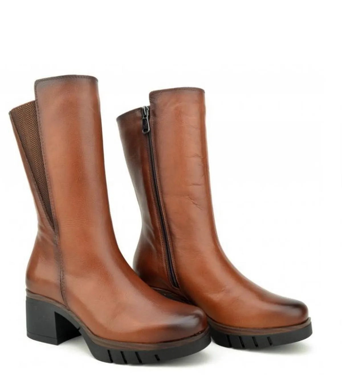 BOTAS MUJER TACÓN MEDIO 111138 CUERO