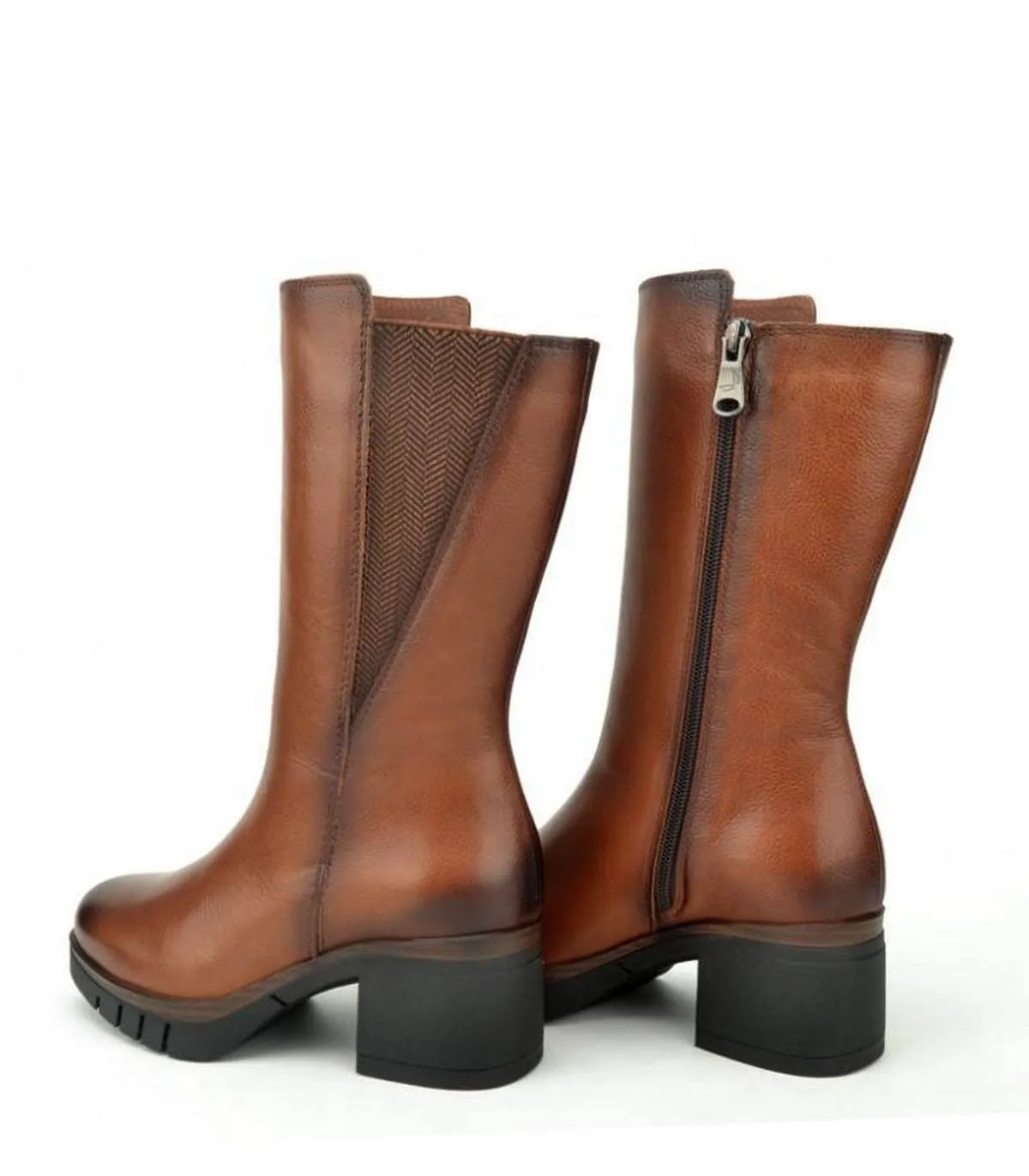 BOTAS MUJER TACÓN MEDIO 111138 CUERO
