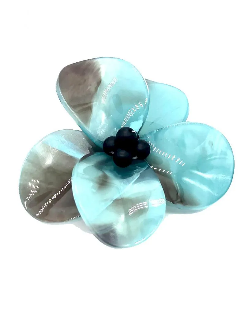 BROCHES AZULES PARA MUJER CON VISTOSA FLOR