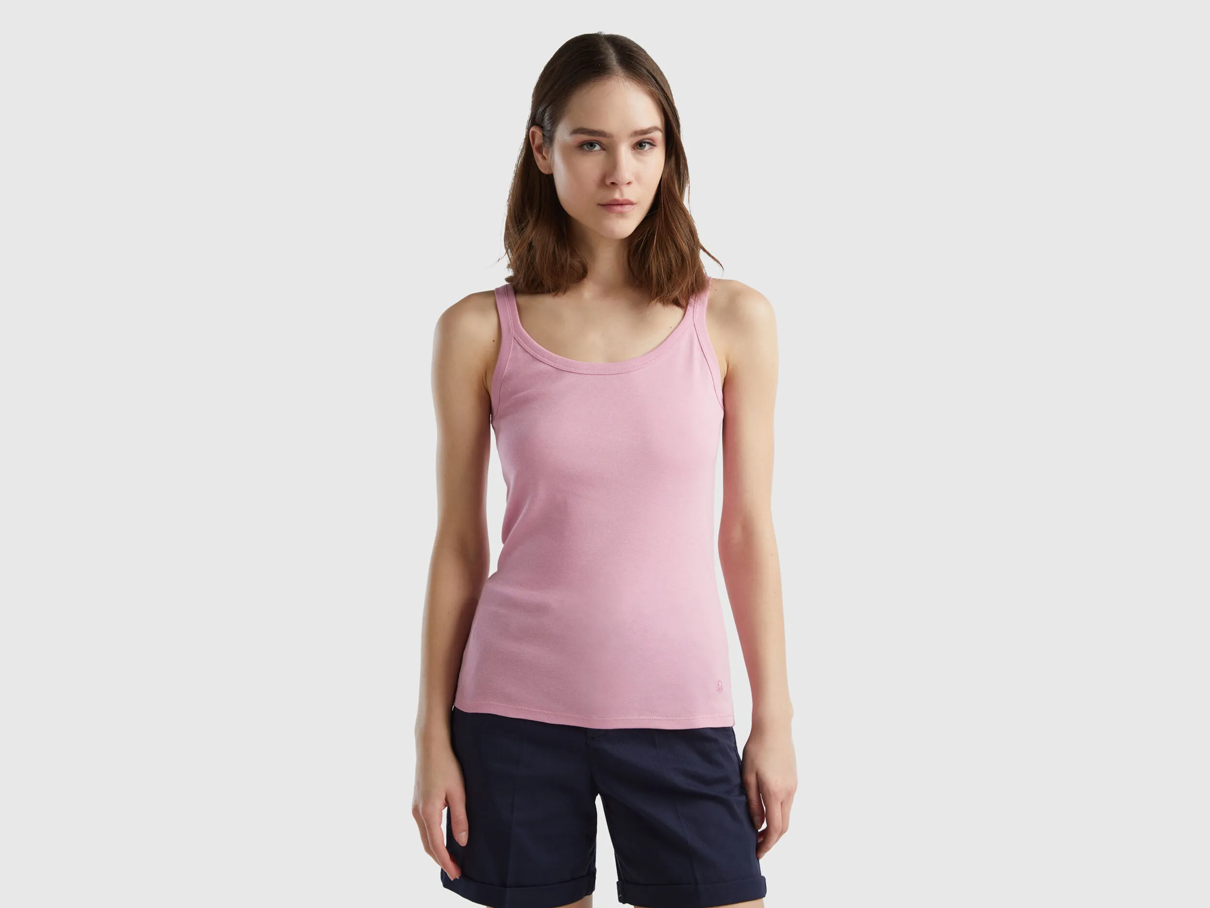 Camiseta de tirantes rosa pastel de 100 % algodón
