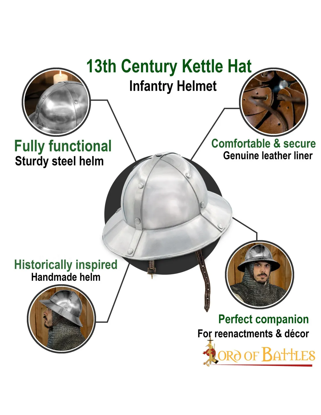 CASCO DE INFANTERíA KETTLE S. XIIIXIV, CON FORRO DE CUERO