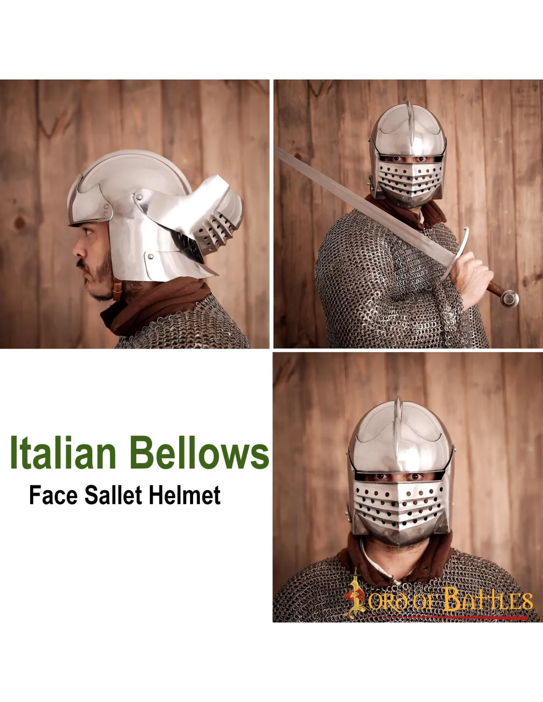 Casco Sallet Italiano con forro acolchado