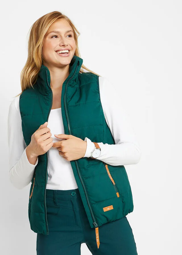 Chaleco para exteriores con cuello chimenea Verde intenso