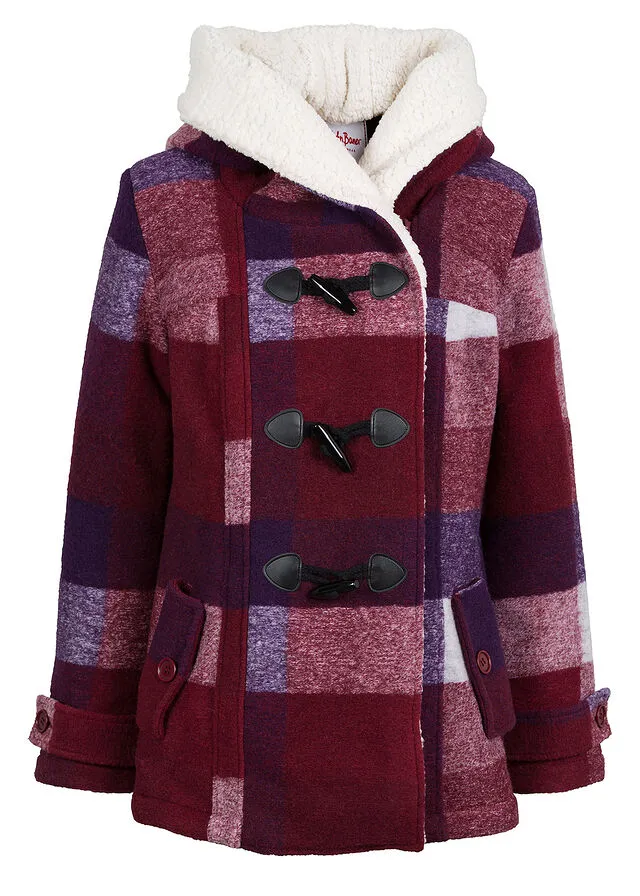 Chaqueta con forro polar Rojo oscuro/lila de cuadros