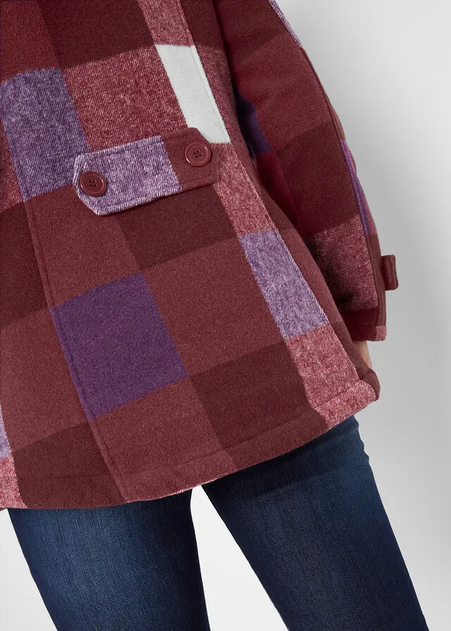 Chaqueta con forro polar Rojo oscuro/lila de cuadros
