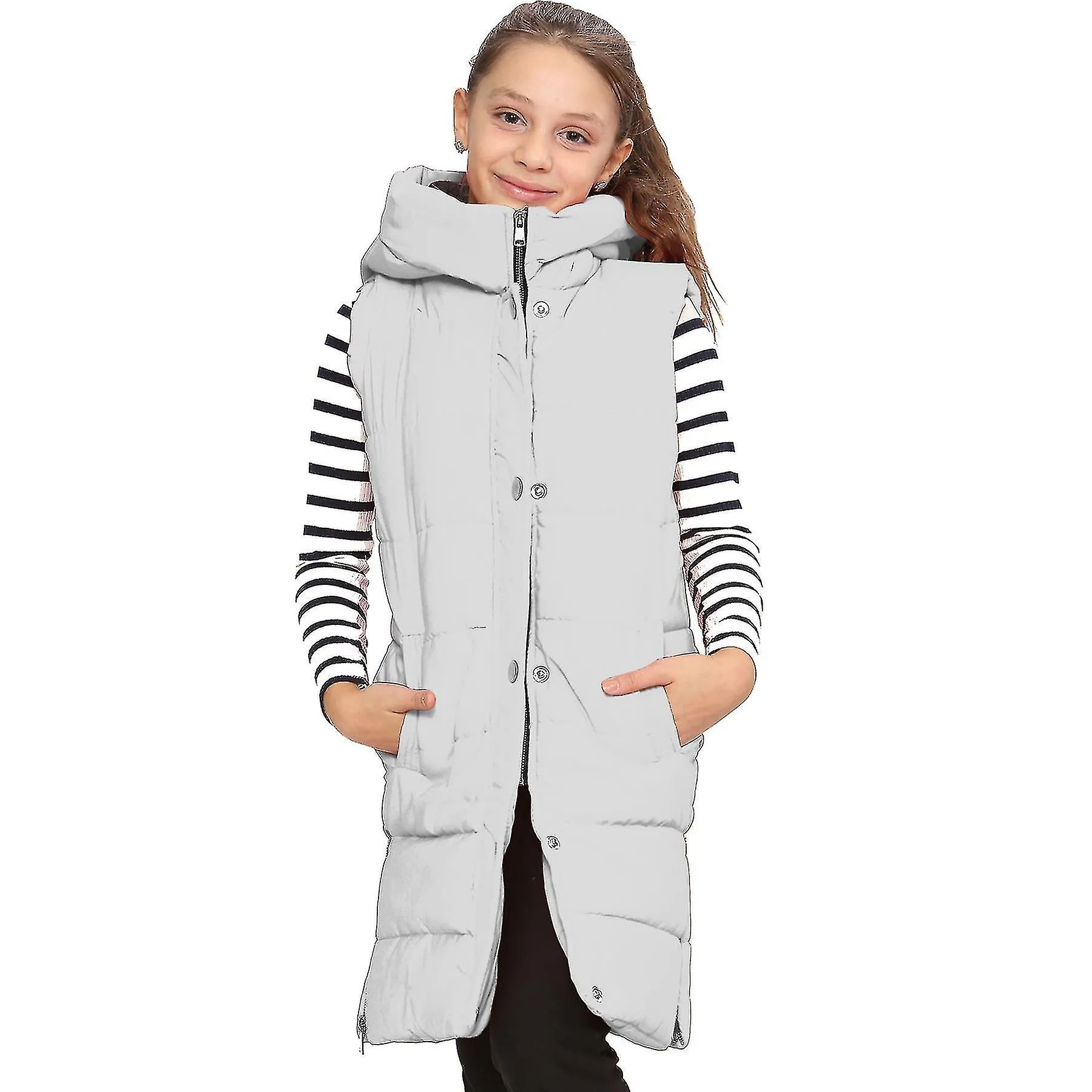 Chaqueta de down con capucha blanca para niñas