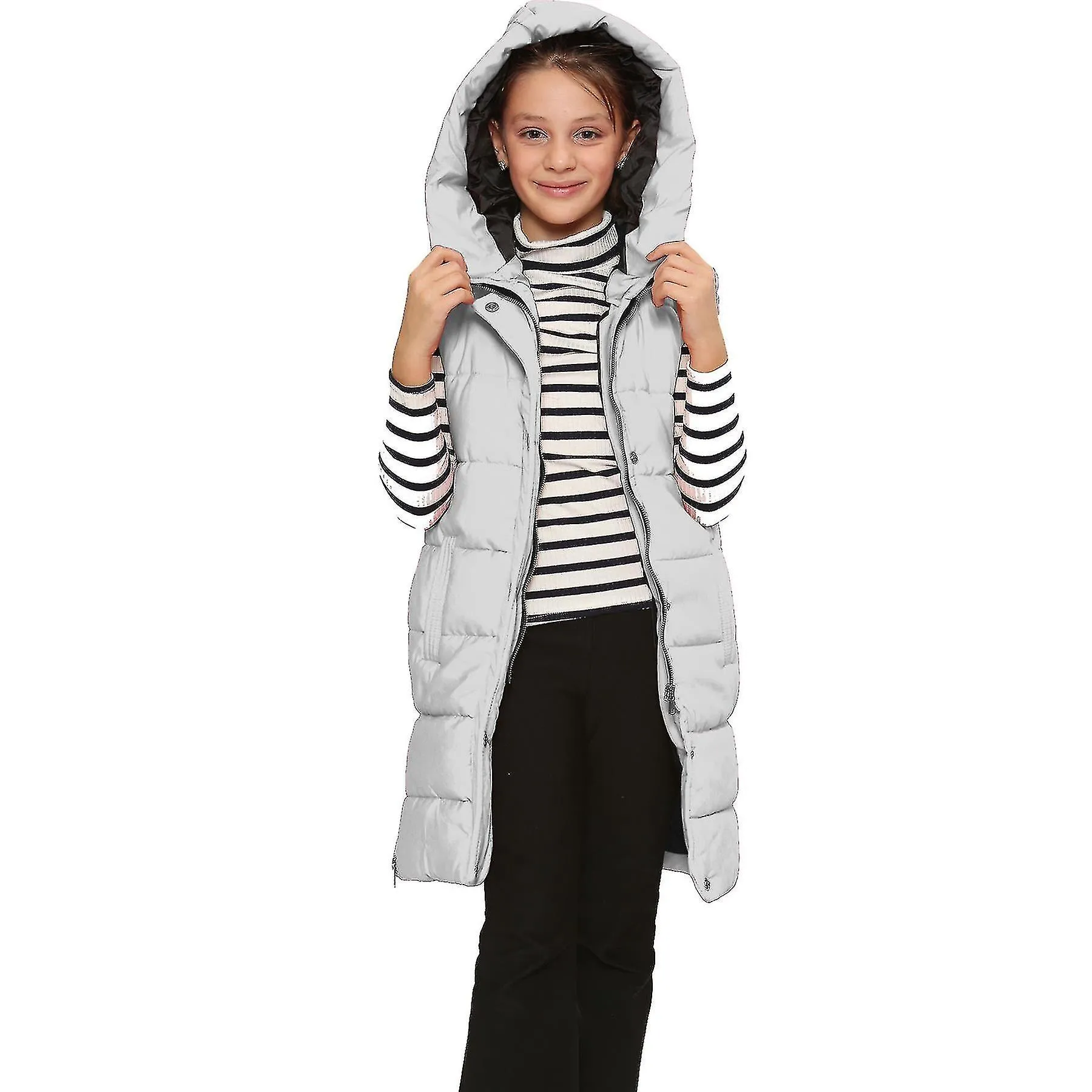 Chaqueta de down con capucha blanca para niñas