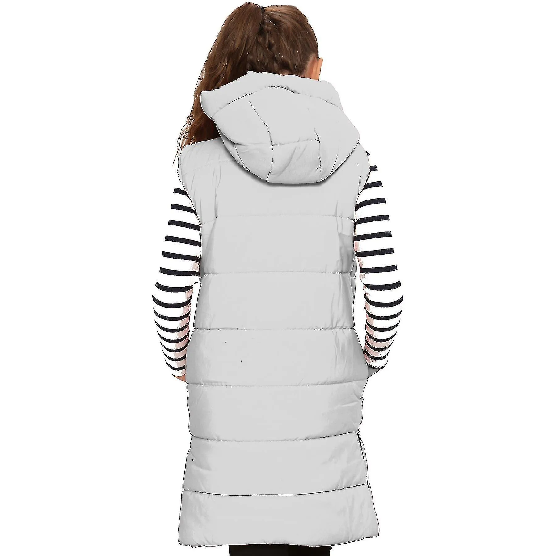 Chaqueta de down con capucha blanca para niñas