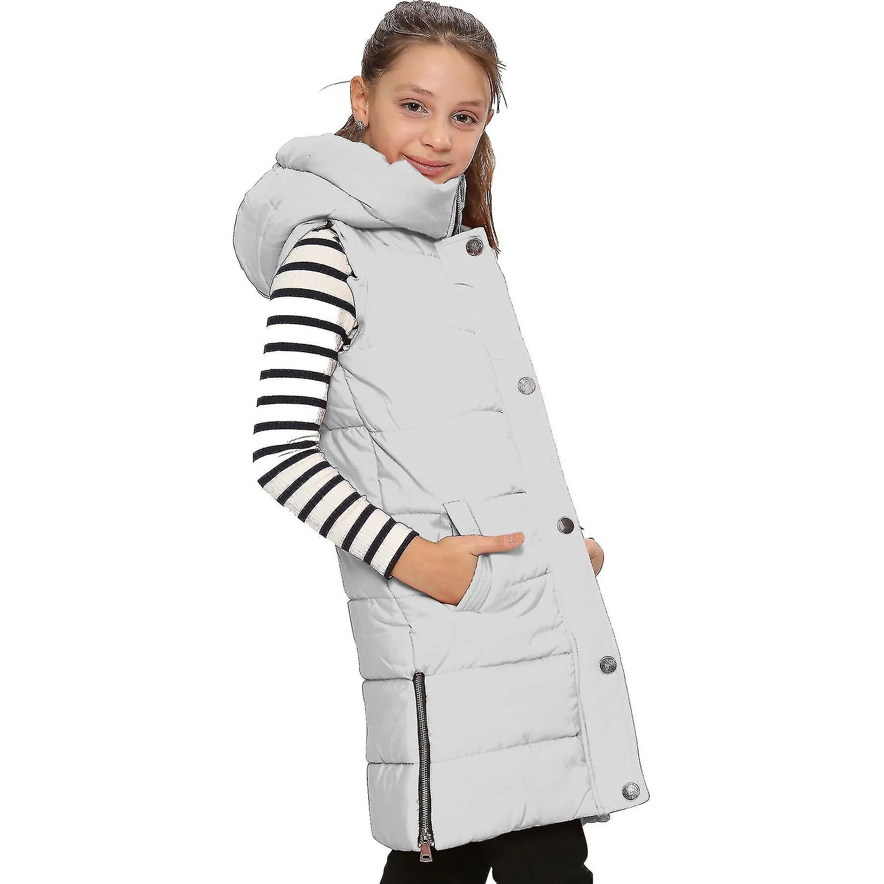 Chaqueta de down con capucha blanca para niñas