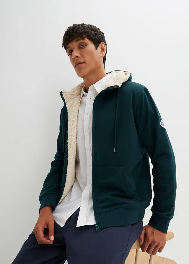 Chaqueta térmica de chándal con capucha y forro polar Verde intenso