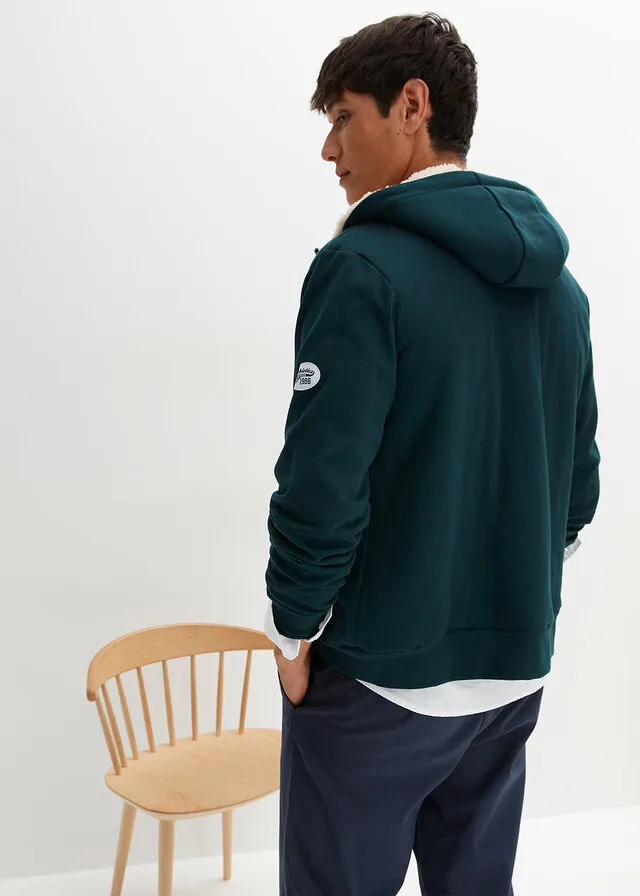 Chaqueta térmica de chándal con capucha y forro polar Verde intenso