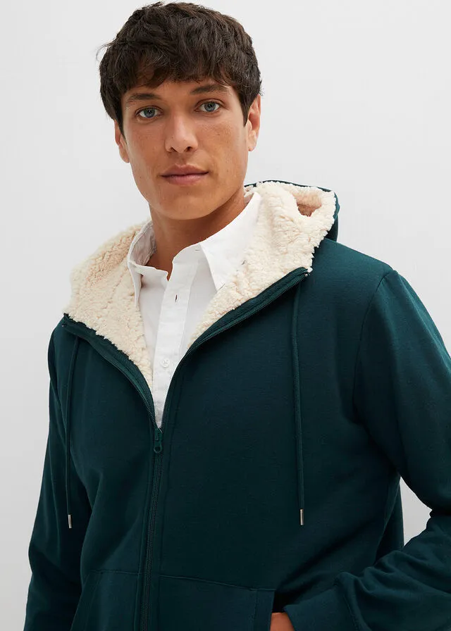 Chaqueta térmica de chándal con capucha y forro polar Verde intenso