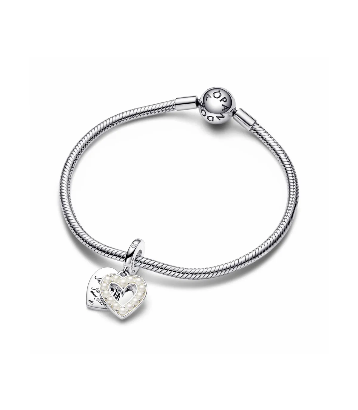 CHARM COLGANTE PANDORA DOBLE CORAZóN BLANCO ANACARADO  792649C01