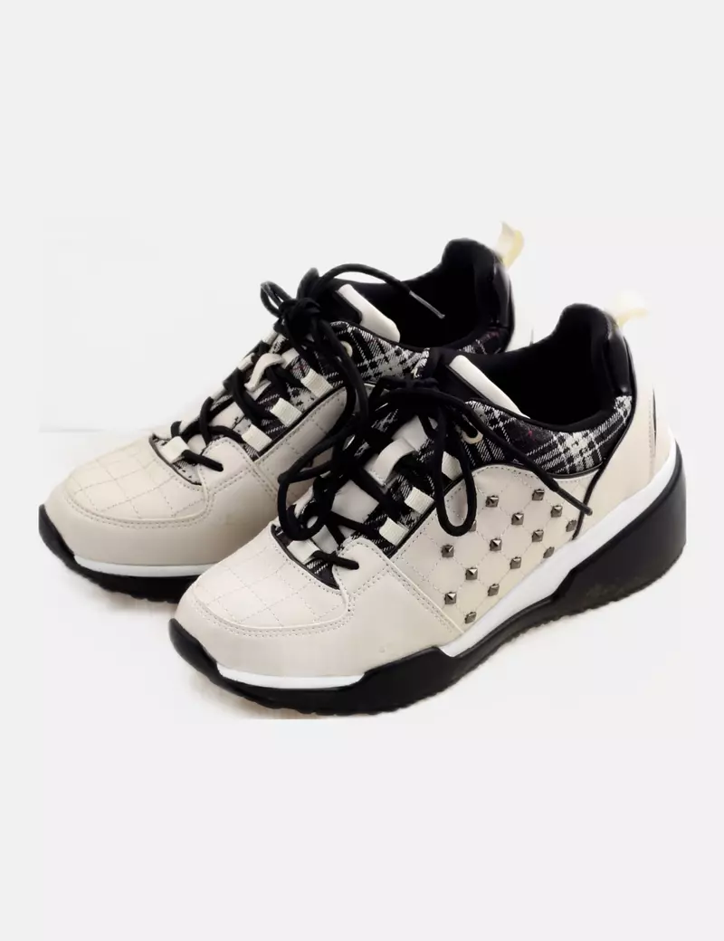 Chika10 Zapatilla bicolor estampada