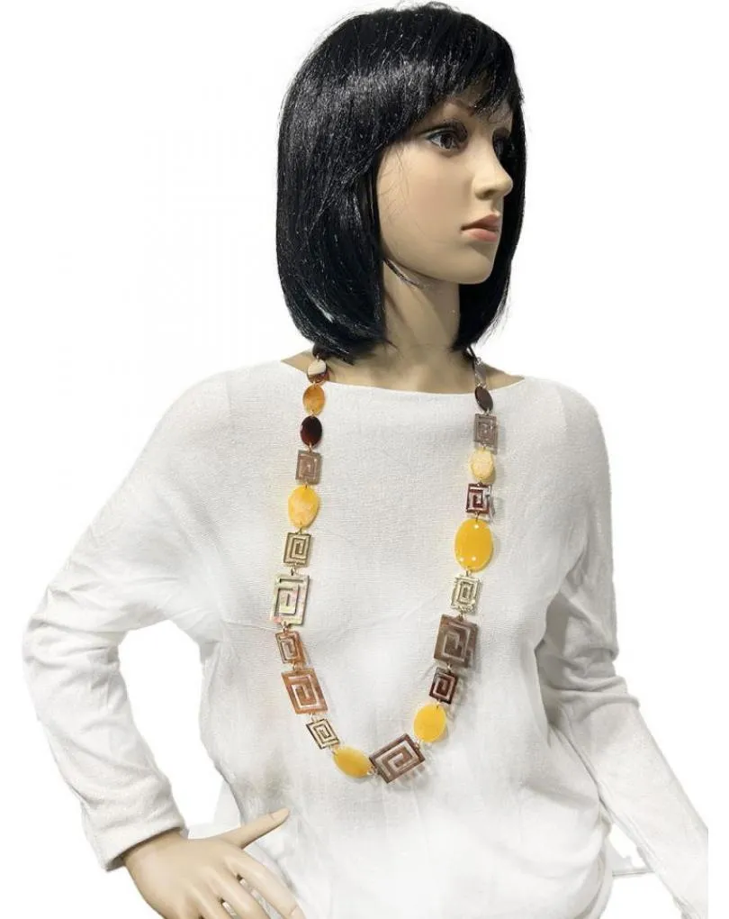 COLLARES MOSTAZA Y MARRON LARGOS PARA REALAR EL LOOK