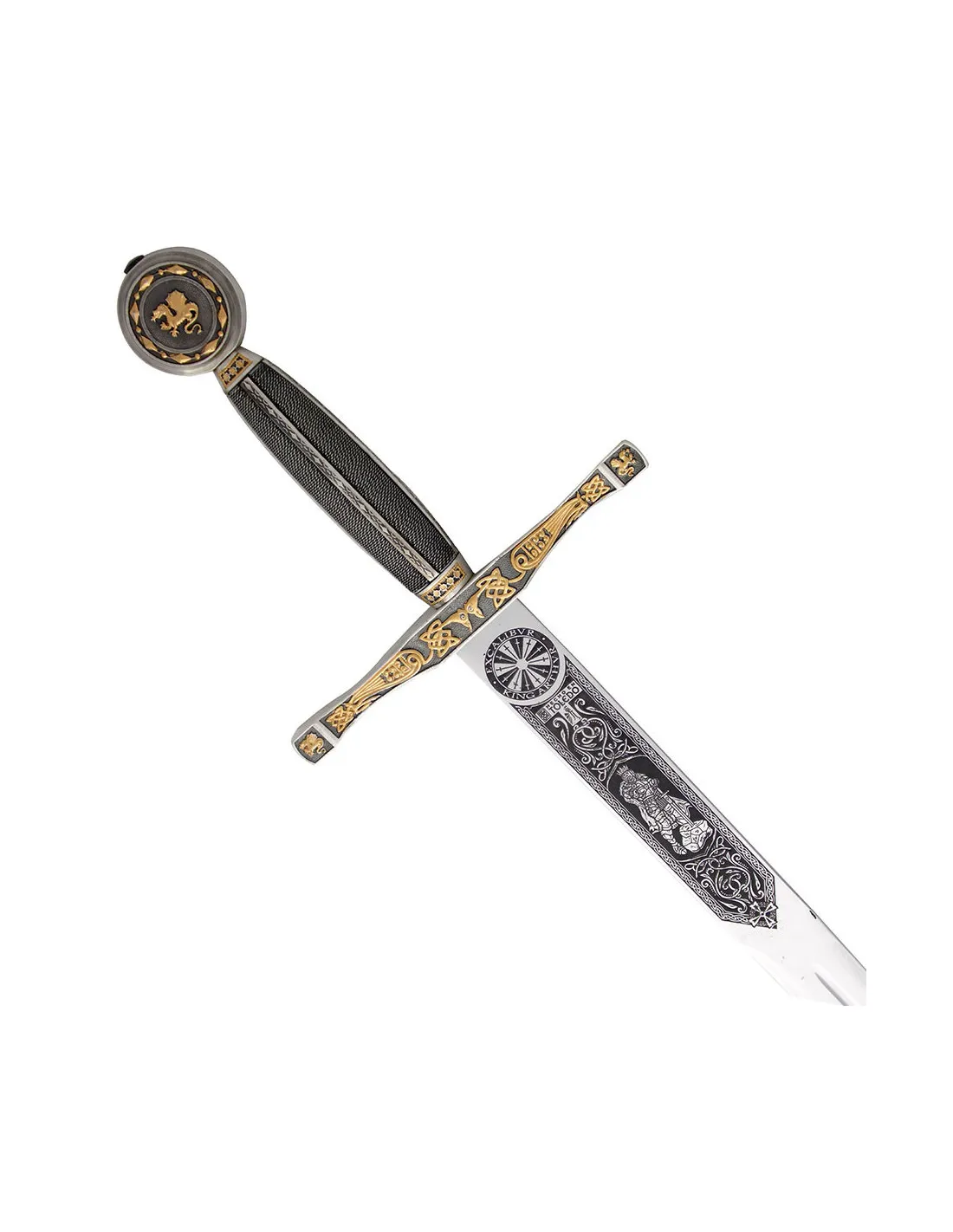 ESPADA EXCALIBUR EN ACABADOS PLATEADOS Y DORADOS, FABRICADA EN TOLEDOESPAñA