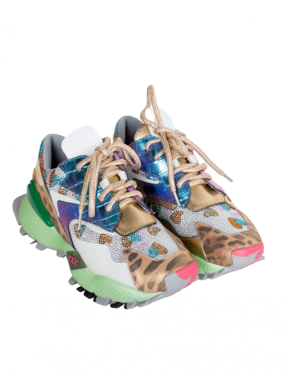 EXÉ Zapatillas Plataforma Brillos Corazones