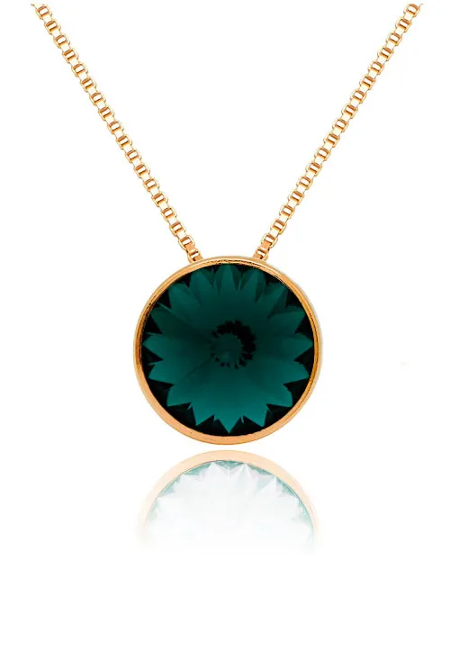 GARGANTILLA PLATA CHAPADA CON MOTIVO CRISTAL CHECO COLOR ESMERALDA 273_A280920G