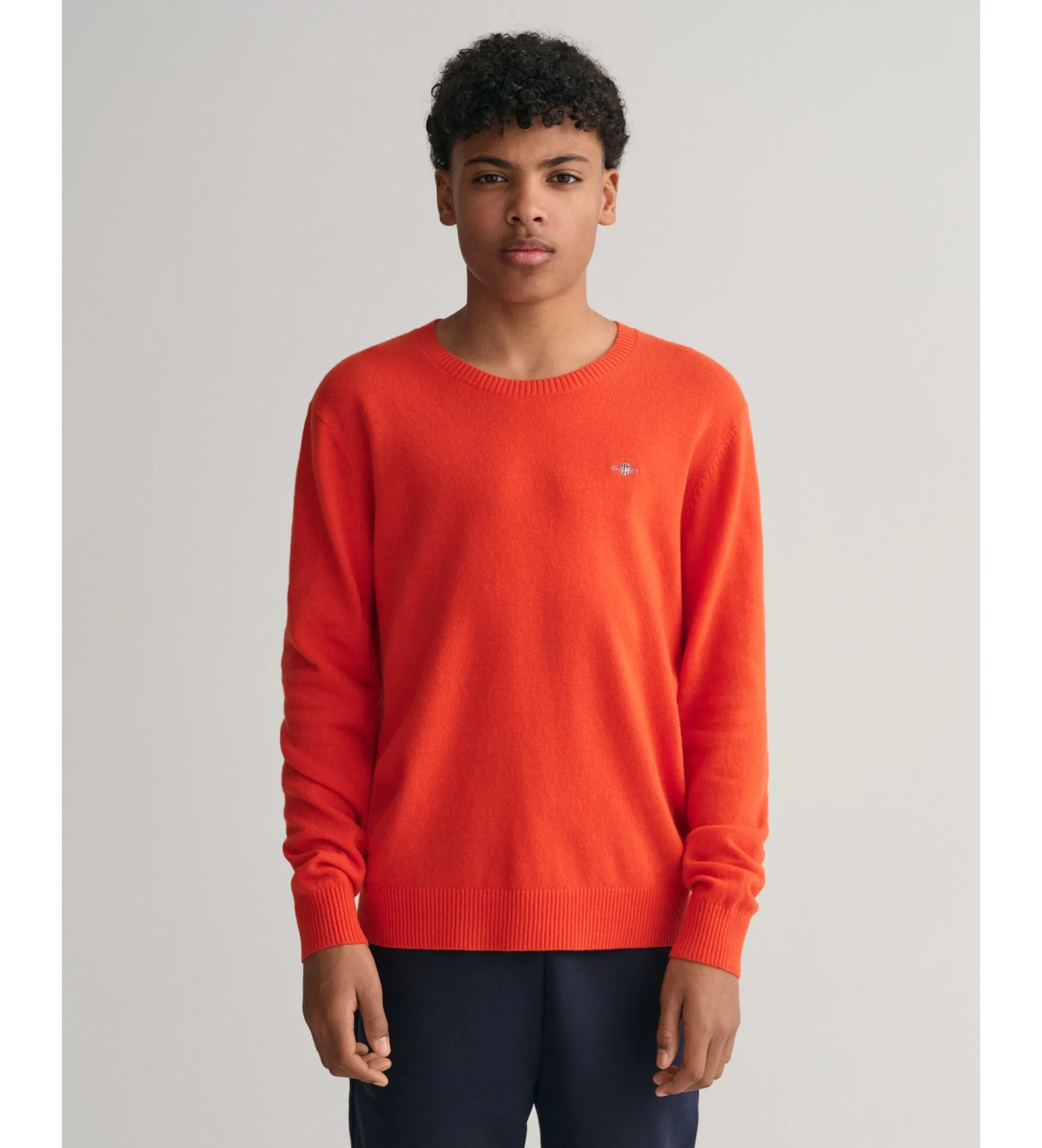 Jersey de cuello redondo en lana de oveja Shield Teens rojo