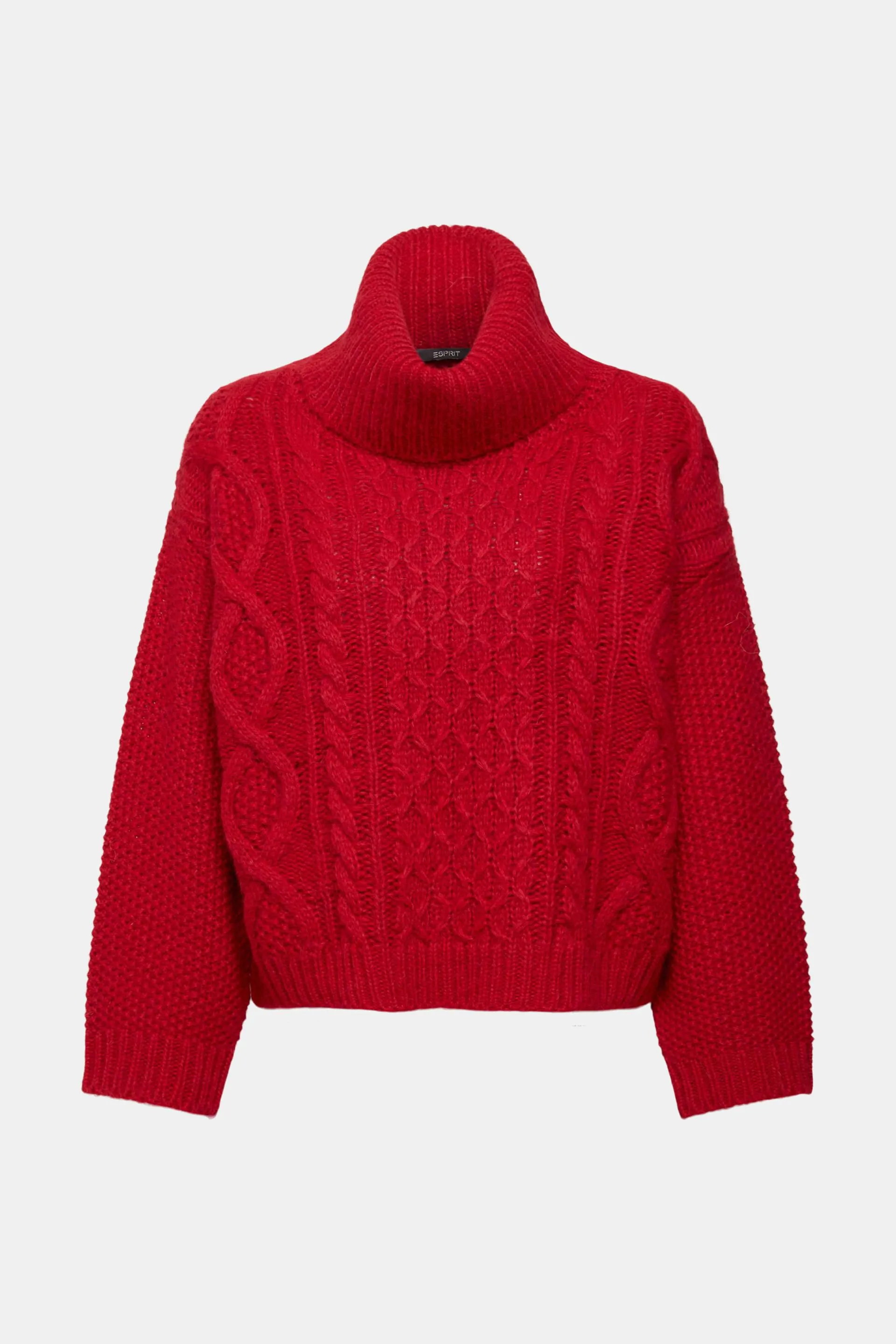 Jersey de punto trenzado de cuello vuelto y lana