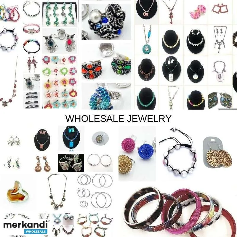 LOTE DE BISUTERíA  ANILLOS, COLLARES, PENDIENTES, PULSERAS Y ACCESORIOS PARA EL PELO  NUEVO STOCK 2023