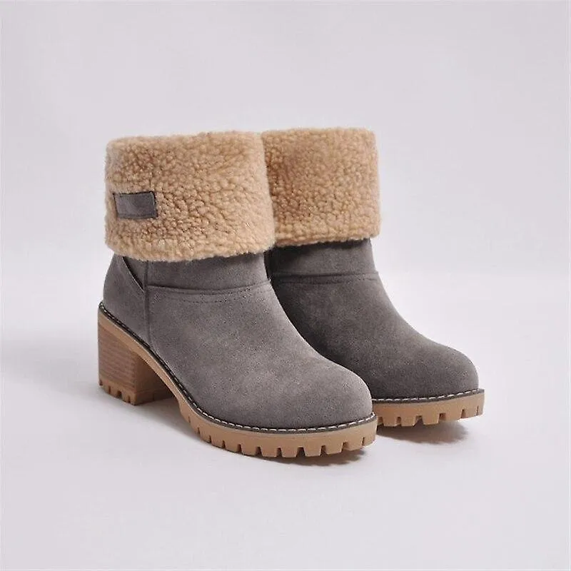 Nieve cálido tacones altos botas de piel de oveja