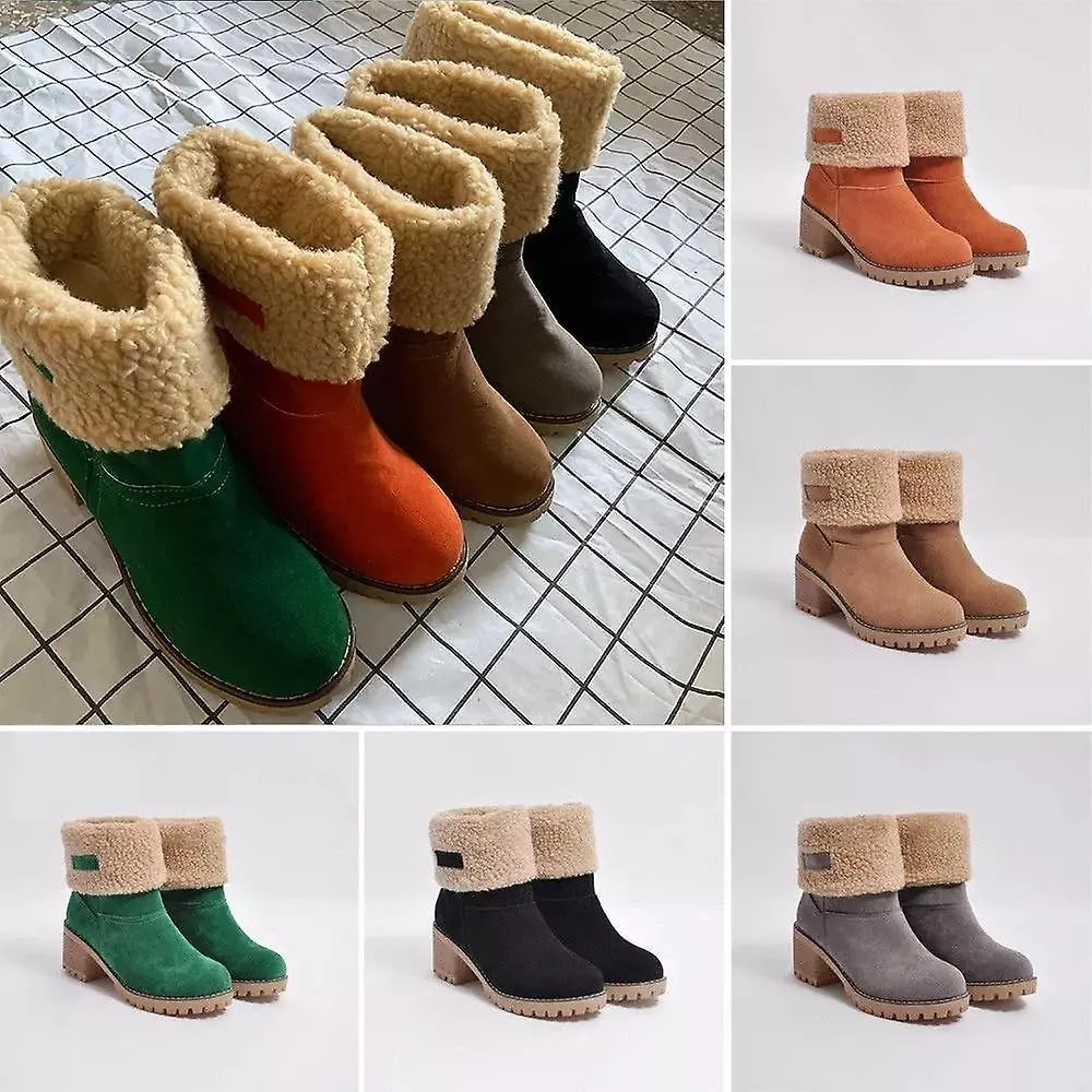 Nieve cálido tacones altos botas de piel de oveja