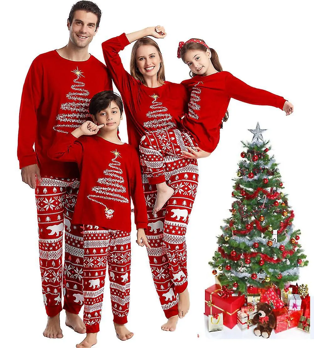 Nuevo pijama de Navidad a juego familiar Niños adultos Red Pjs Xmas Nightwear Pijama