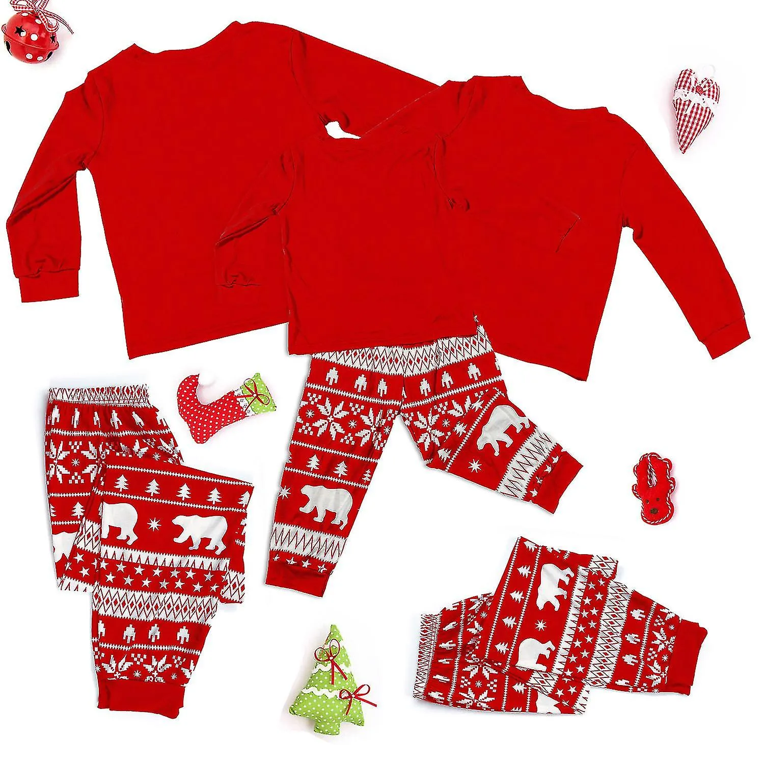 Nuevo pijama de Navidad a juego familiar Niños adultos Red Pjs Xmas Nightwear Pijama