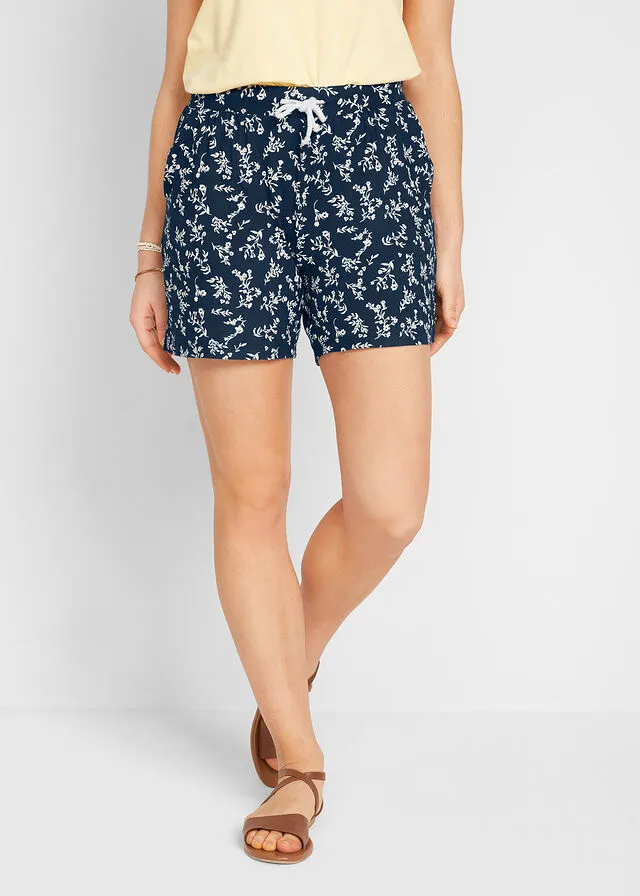 PANTALóN CORTO DE PUNTO AZUL MARINOBLANCO LANA DE FLORES