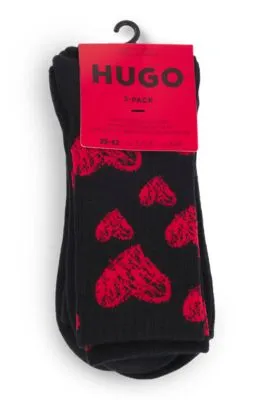 Paquete de tres pares de calcetines cortos con motivos de corazón