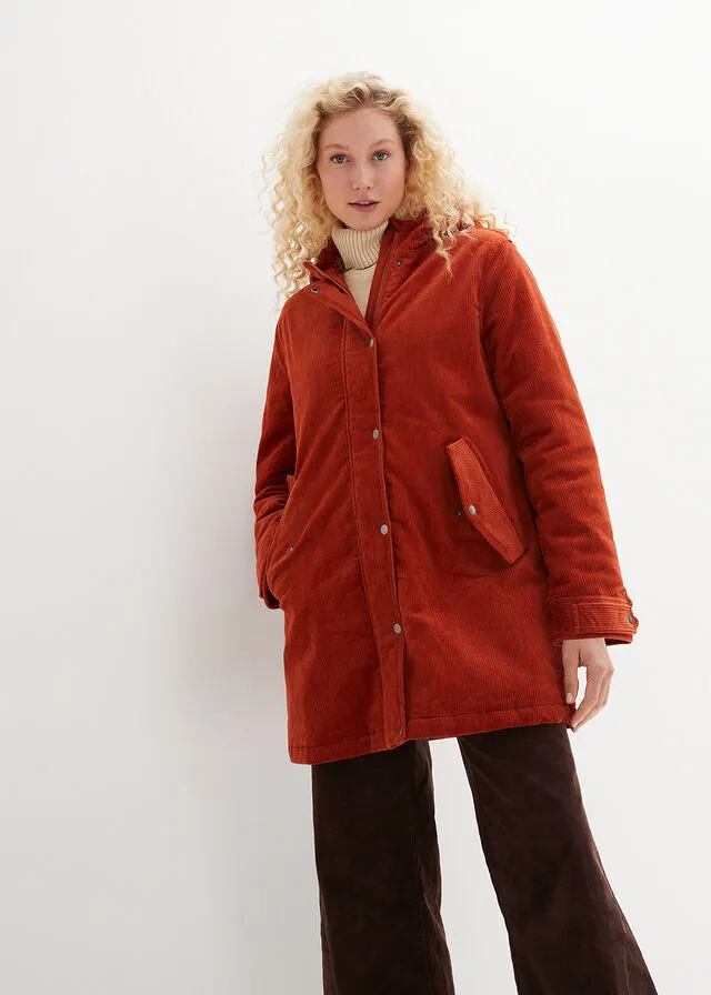 Parka de pana con forro suave óxido